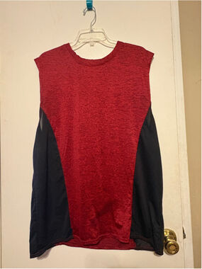 Men's Real Essentials Tank Top XL Red Black Athletic Shirt